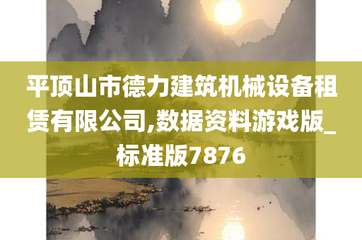 平顶山市德力建筑机械设备租赁有限公司,数据资料游戏版_标准版7876