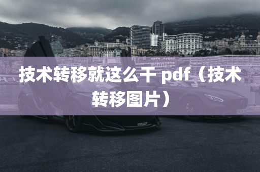 技术转移就这么干 pdf（技术转移图片）