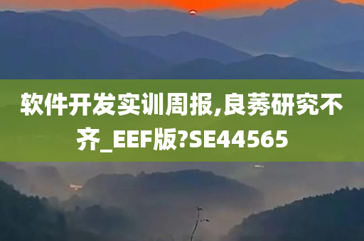 软件开发实训周报,良莠研究不齐_EEF版?SE44565