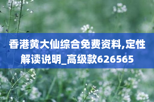 香港黄大仙综合免费资料,定性解读说明_高级款626565