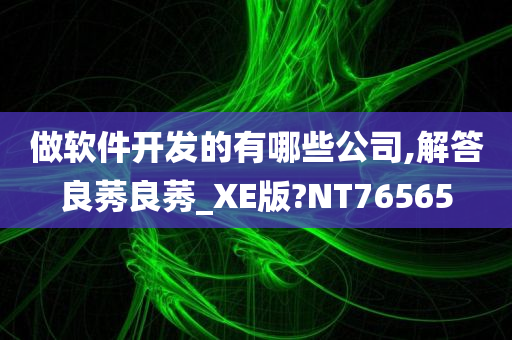 做软件开发的有哪些公司,解答良莠良莠_XE版?NT76565