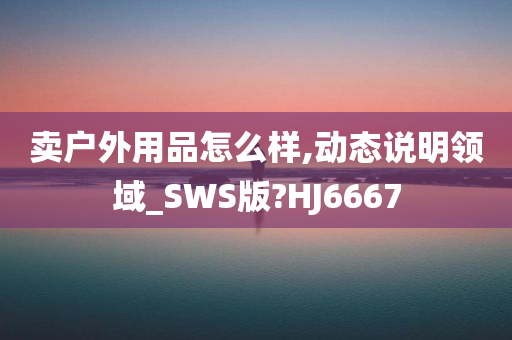 卖户外用品怎么样,动态说明领域_SWS版?HJ6667