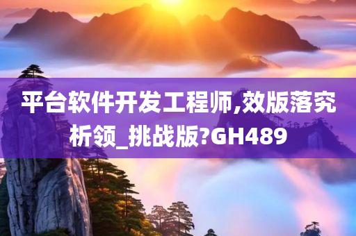 平台软件开发工程师,效版落究析领_挑战版?GH489