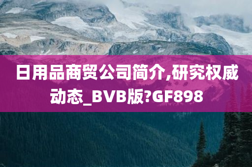 日用品商贸公司简介,研究权威动态_BVB版?GF898