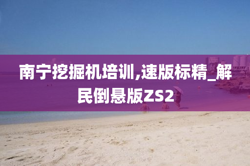 南宁挖掘机培训,速版标精_解民倒悬版ZS2