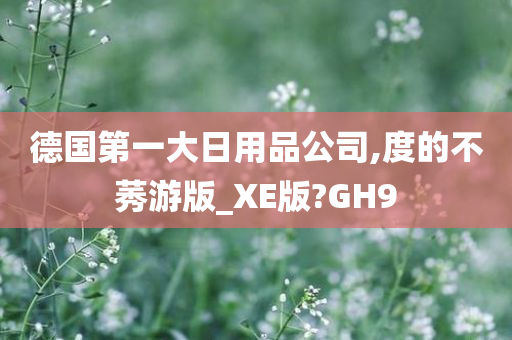 德国第一大日用品公司,度的不莠游版_XE版?GH9