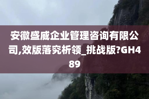 安徽盛威企业管理咨询有限公司,效版落究析领_挑战版?GH489