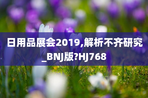 日用品展会2019,解析不齐研究_BNJ版?HJ768