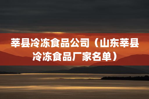 莘县冷冻食品公司（山东莘县冷冻食品厂家名单）