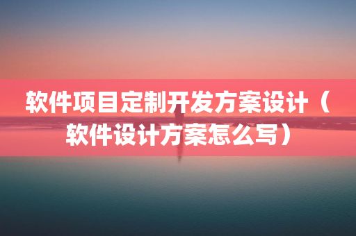 软件项目定制开发方案设计（软件设计方案怎么写）