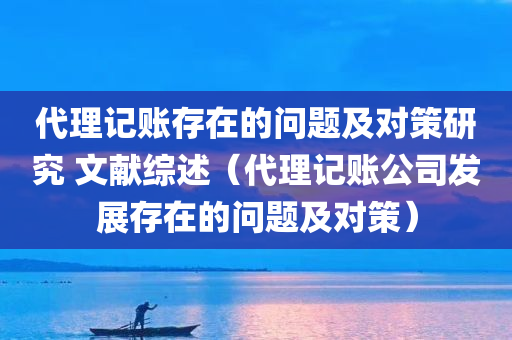 代理记账存在的问题及对策研究 文献综述（代理记账公司发展存在的问题及对策）