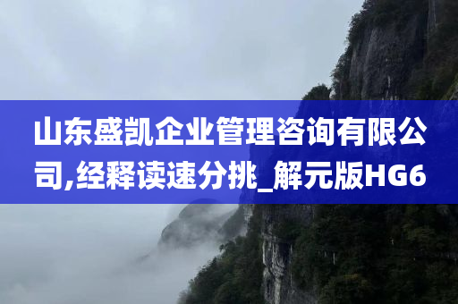 山东盛凯企业管理咨询有限公司,经释读速分挑_解元版HG6