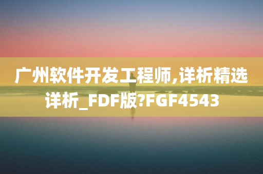 广州软件开发工程师,详析精选详析_FDF版?FGF4543