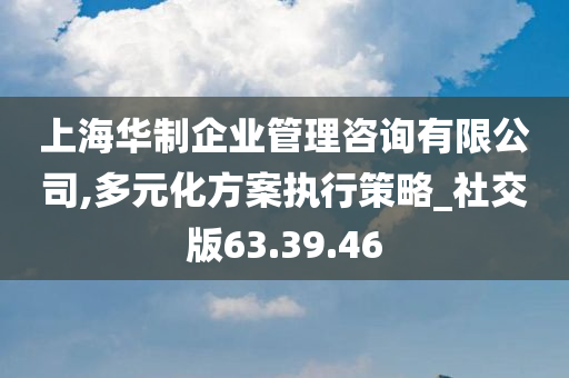 上海华制企业管理咨询有限公司,多元化方案执行策略_社交版63.39.46