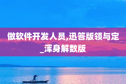 做软件开发人员,迅答版领与定_浑身解数版